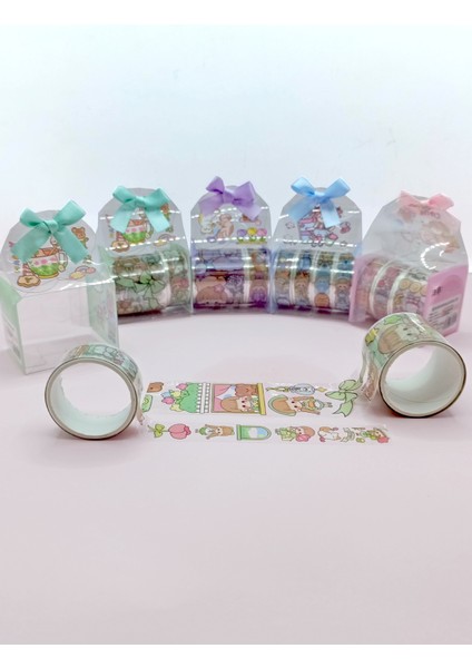 Fiyonk Çantalı Şirin Kız Ayı Tavşan Şeffaf Desenli Bant - Yeşil fırsatları