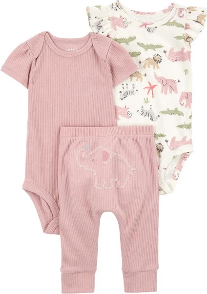 Carters Layette Kız Bebek Alt Üst Set 3lü Set