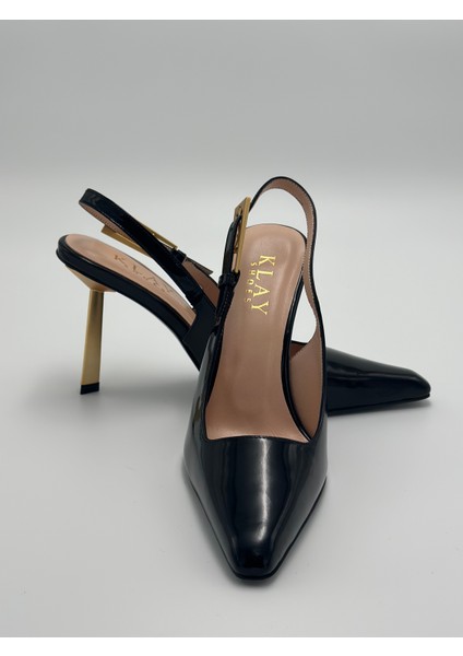 Hakiki Deri Arkası Açık Stiletto