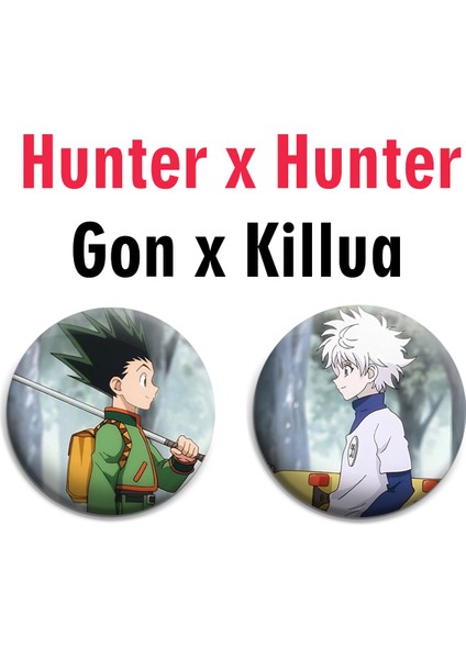 Hunter x Hunter Gon x Killua 2 Adet Rozet Set -Iğneli Buton Rozet Seti