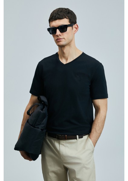 Erkek Tuna Modern Grafik T-Shirt 111020266 Siyah