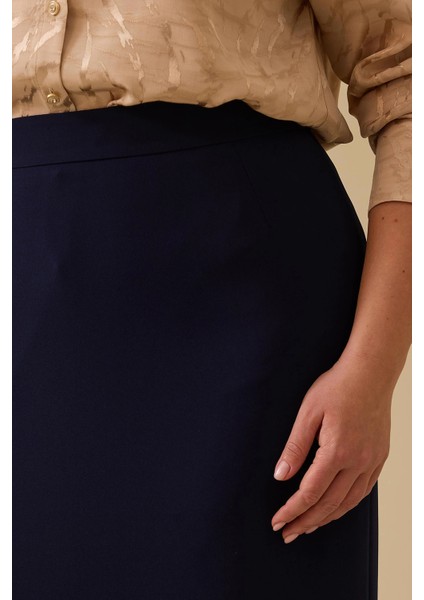 Kadın Büyük Beden Düz Kesim Etek 4005 Lacivert fiyatları
