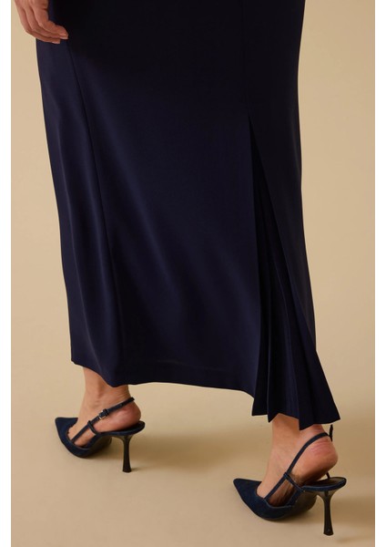 Kadın Büyük Beden Düz Kesim Etek 4005 Lacivert modelleri