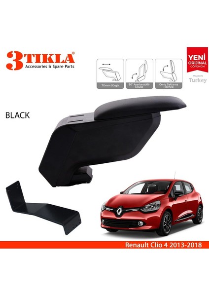 Renault Clio 4 Delmesiz Çelik Ayaklı Siyah Kolçak Kol Dayama