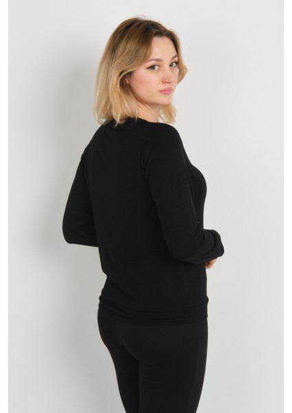 Kadın Taş ve Boncuk Süslemeli Uzun Kollu Bluz 24589 Siyah fırsatları