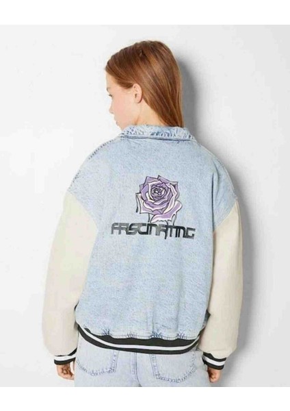 Allbucks Bershka, Deri Kollu Dolgulu Denim Bomber Mont ABBRS0022
