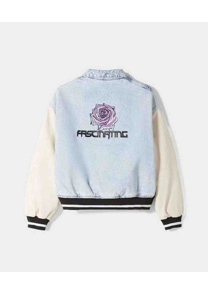 Allbucks Bershka, Deri Kollu Dolgulu Denim Bomber Mont ABBRS0022