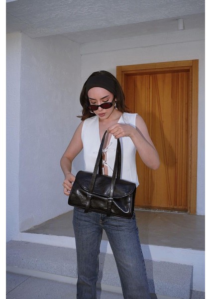 Calvino Siyah Vintage Baget Çanta fiyatları