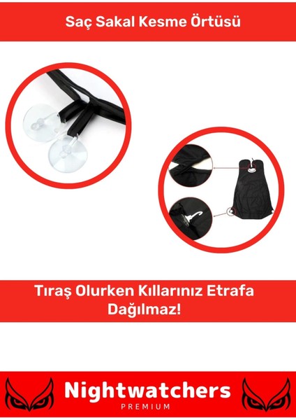Deluxe Pratik Vakumlu Aynaya Yapıştırma Aparatlı Evde Saç Sakal Kesme Siyah Tıraş Örtüsü modelleri