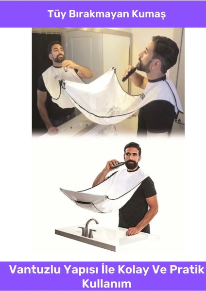 Deluxe Pratik Vakumlu Aynaya Yapıştırma Aparatlı Evde Saç Sakal Kesme Beyaz Tıraş Örtüsü - 2 Adet fiyatları