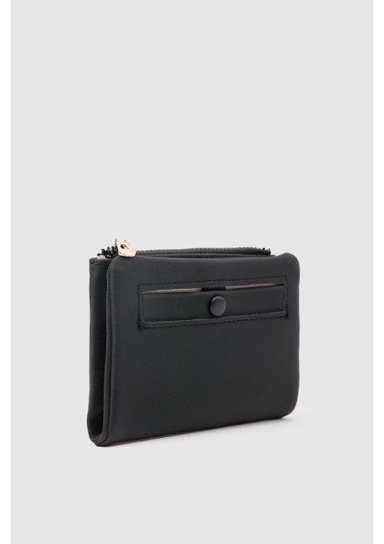 Düğmeli Kadın Cüzdan Elsa Siyah