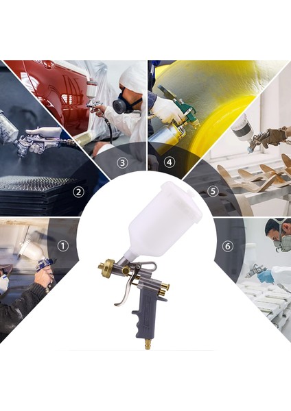 1.6 mm Havalı Boya Püskürtme Tabancası Üstten Depolu 600 ml Uçlu Metal Ahşap Plastik Yüzey Boyama