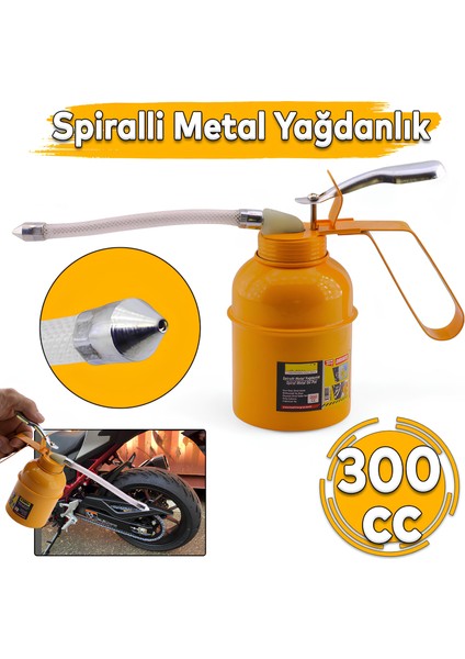 300 ml Spiralli Metal Gövdeli Yağdanlık Uçlu Yağ Pompası Araba Makine Atölye Yağdanlığı