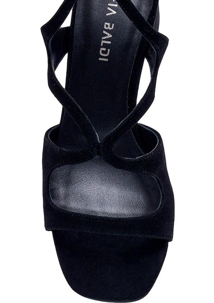 Gras Siyah Süet Kadın Topuklu Sandalet modelleri