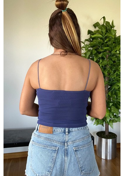 Basic Ip Askılı Kaliteli Pamuk Crop Yumuşak Şık Body
