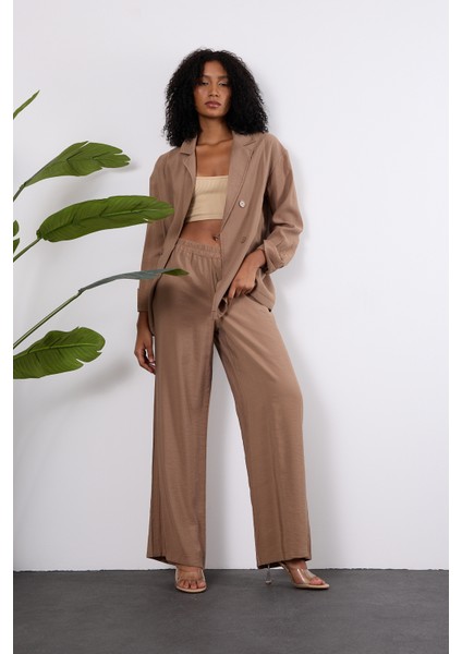 Açık Kahverengi Regular Beli Lastikli Salaş Pantolon indirimleri