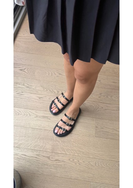 3bantlı Hafızalı Taban Terlik Siyah Kroko fiyatları