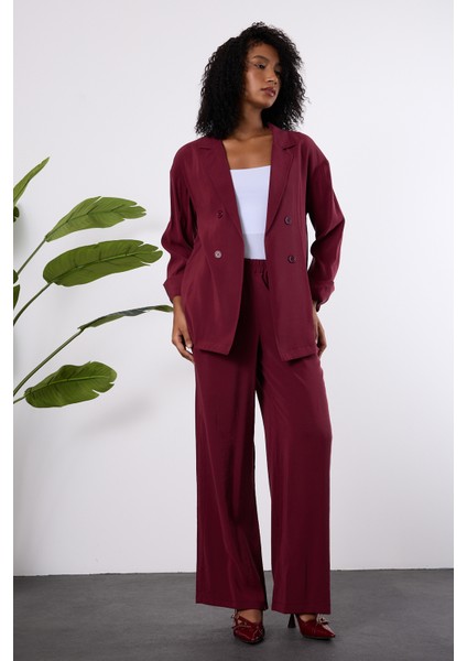 Bordo Regular Beli Lastikli Salaş Pantolon fiyatları