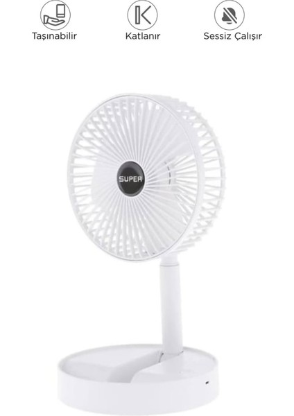 Blic BFN11 Beyaz Şarjlı Katlanılabilir Mini Fan Masa Üstü Vantilatörü Soğutucu Sessiz El Fanı