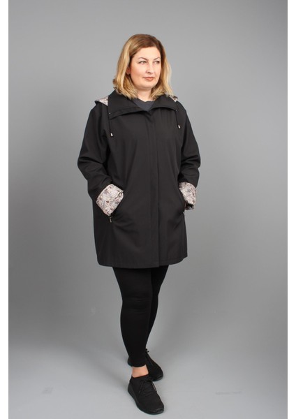 Seyhan Büyük Beden Kadın Mevsimlik Astarlı Kısa Polyester Trençkot