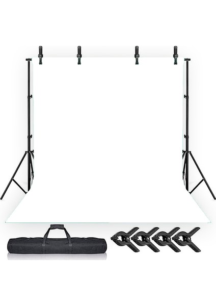 3x3 M White Screen Beyaz Fon Perde Fotoğraf ve Ürün Çekimleri Için + Fon Standı modelleri