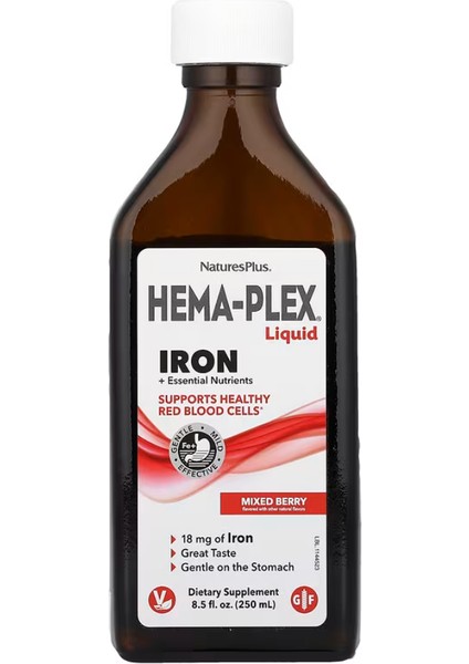 Hema-Plex Liquid, Iron + Essential Nutrients, Mixed Berry, 8.5 Fl Oz (250 Ml)