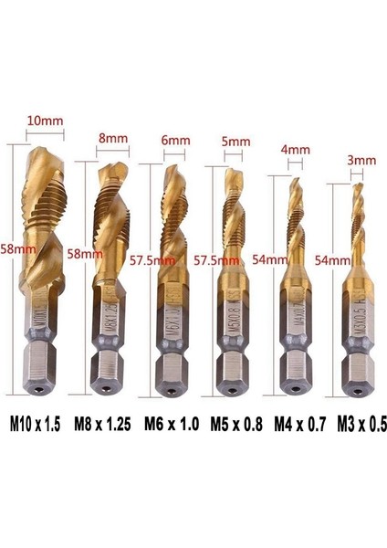 Bradoo-Drill Tap Ucu, 6 Paket Kombinasyonu Matkap Ucu Ucu Seti Vida Kılavuz Çekme Sae 6-32NC 8-32NC 10-24NC 10-32NC 12-24NC 1/4-20NC (Yurt Dışından) modelleri