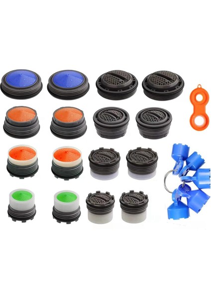 16 Adet Önbellek Musluk Havalandırıcı ve 5 Parça Önbellek Musluk Havalandırıcı Önbellek Havalandırıcılar Için Anahtar Sökme Anahtarları (Yurt Dışından)