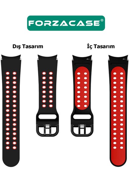 Samsung Galaxy Watch 6 44MM ile Uyumlu Çift Renk Delikli Silikon Kordon Kayış - FC1049 modelleri