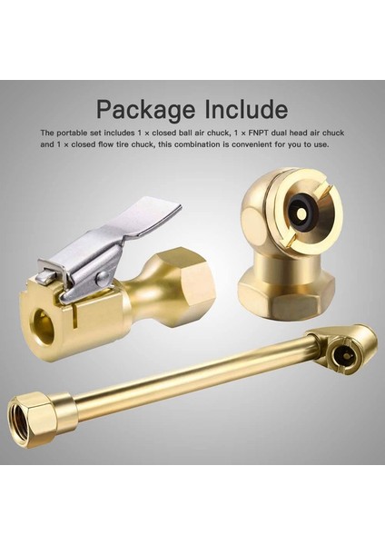 Bradoo-3 Paket Ağır Hizmet Tipi Pirinç Hava Mandreni Seti, 1/4 Inç Pirinç Hava Mandreni Lastik Şişirme Ölçer Kompresör Aksesuarları (Yurt Dışından) fırsatları