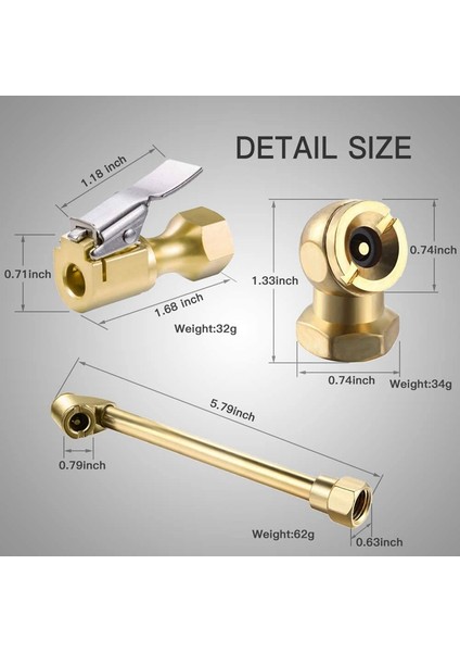 Bradoo-3 Paket Ağır Hizmet Tipi Pirinç Hava Mandreni Seti, 1/4 Inç Pirinç Hava Mandreni Lastik Şişirme Ölçer Kompresör Aksesuarları (Yurt Dışından) indirimleri