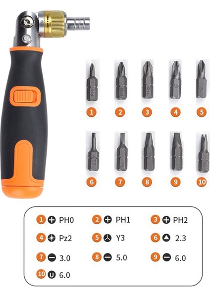 10 In 1 Cırcır Tornavida S2 Alaşımlı Çelik 190X30MM Çok Açılı Tornavida Profesyonel Taşınabilir El Aletleri (Gri) (Yurt Dışından) fiyatları
