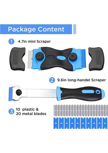 Bradoo-2 Pcs Tıraş Bıçağı Kazıyıcı Cam Kazıyıcı Ocak Plastik Bıçak Kazıyıcı Etiket Çıkarma Aracı, Kayıt Etiket Mavi (Yurt Dışından) indirimleri