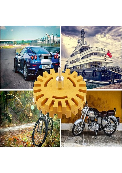 Bradoo-Eraser Wheel Çıkartma Sökücü Seti 4 Inç Yapışkanlı Etiket ve Vinil Sökücü, Plastik Jiletli ve Matkap Adaptörlü (Yurt Dışından) indirimleri