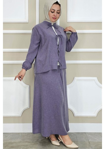 Kadın Önü Bağcıklı Tesettür 3 Lü Takım