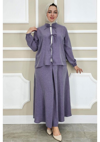 Kadın Önü Bağcıklı Tesettür 3 Lü Takım modelleri