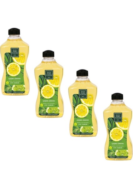 Doğal Zeytinyağlı Çeşme Limonu Sıvı Sabun 1.5 lt X4