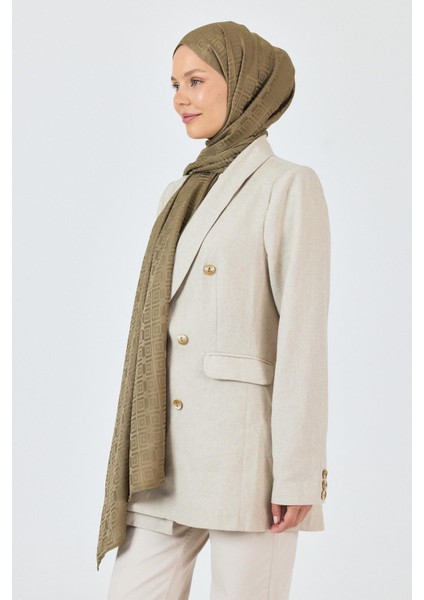 Haki Kare Desen Jakar Şal 5692 modelleri