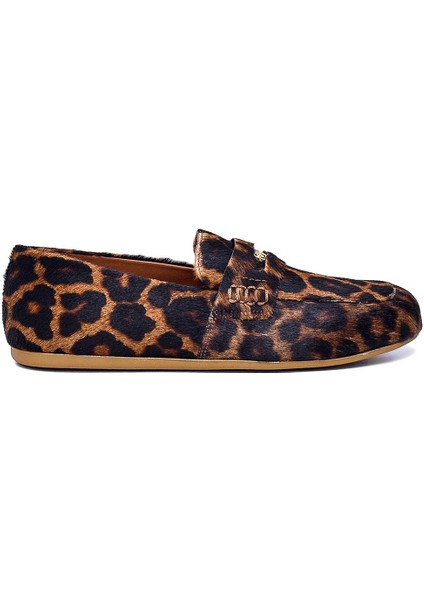 Foal Leopar Hakiki Deri Kadın Loafer