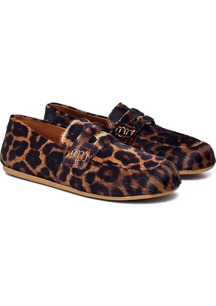 Foal Leopar Hakiki Deri Kadın Loafer modelleri