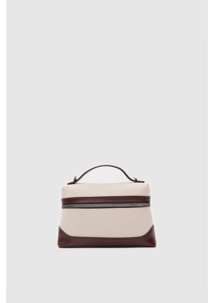 Yoko Box Bag El ve Çapraz Omuz Çanta Krem-Taba
