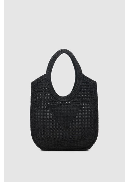 Vicolo Handmade Makrome Tote Çanta Siyah El Yapımı Şık Tasarım Kadınlar İçin