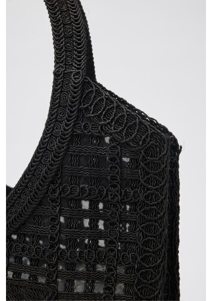 Vicolo Handmade Makrome Tote Çanta Siyah El Yapımı Şık Tasarım Kadınlar İçin modelleri