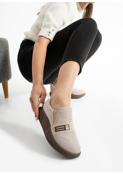 Umaro Kadın Paraşüt Kumaş Bej Vizon Günlük Ayakkabı modelleri