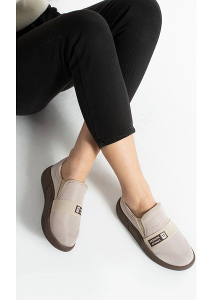 Umaro Kadın Paraşüt Kumaş Bej Vizon Günlük Ayakkabı fırsatları