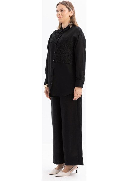 Kadın Nakış Detaylı Keten Pantolonlu Takım fiyatları