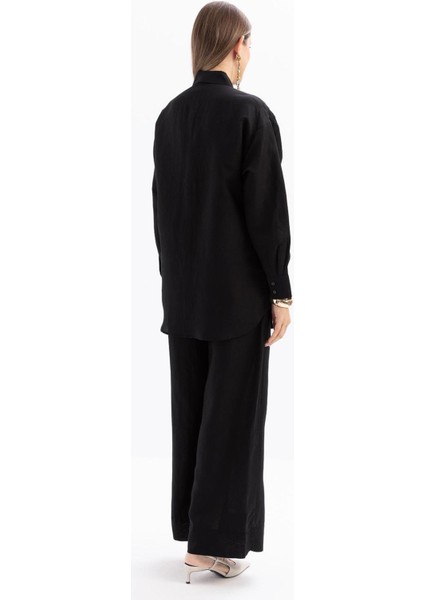 Kadın Nakış Detaylı Keten Pantolonlu Takım modelleri