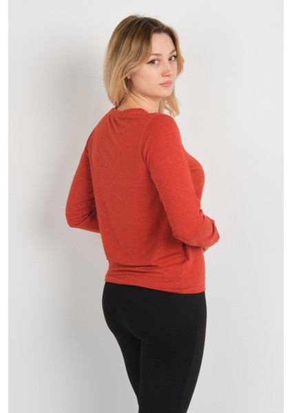 Kadın Taş ve Boncuk Süslemeli Uzun Kollu Bluz 24589 Kiremit fırsatları