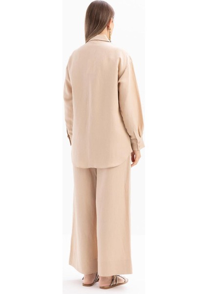 Kadın Nakış Detaylı Keten Pantolonlu Takım fırsatları