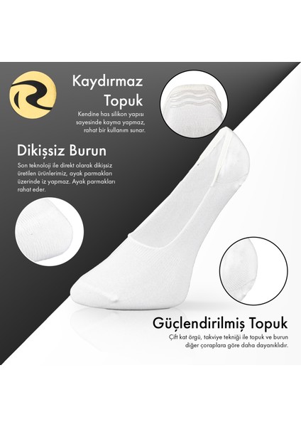 Pamuk Erkek Babet Çorap Dikişsiz Görünmez Kaydırmaz Topuk Silikonlu Premium 2'li